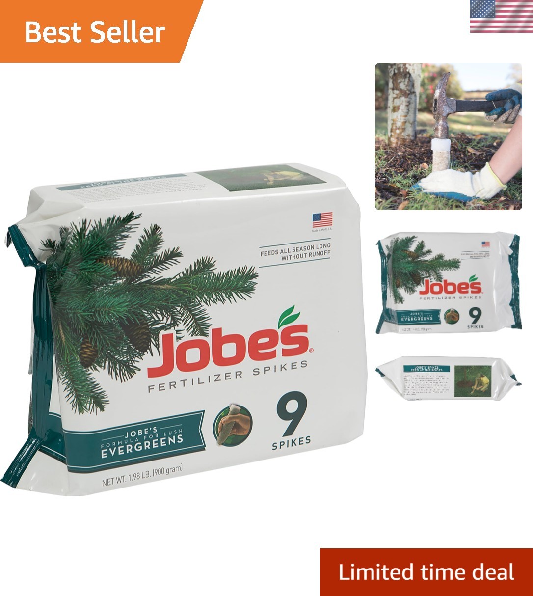 Easy Plant Care: Jobe’s 9 Count Evergreen Fertilizer Spikes for Beautiful Yards
