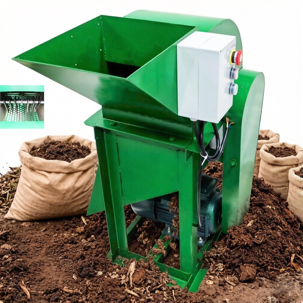 Electric Soil Breaker Organic Fertilizer Crusher 220V 3KW 20mm Screen 2-3Ton/h