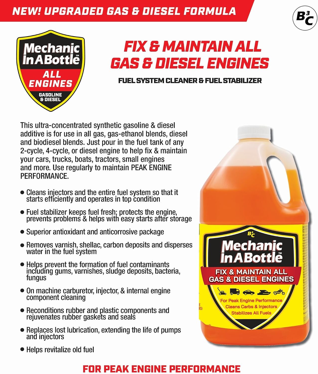 Mechanic in a Bottle Gas & Diesel Formula – 1 Gallon Jug