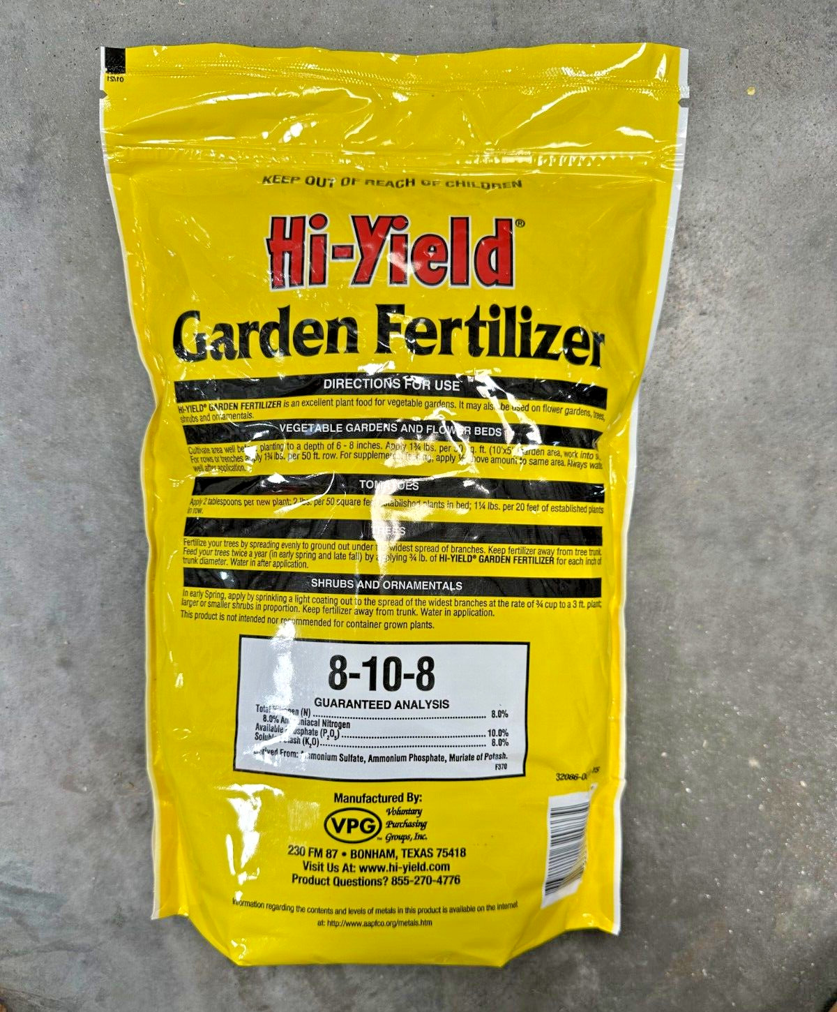 Hi-Yield Garden Fertilizer, 4LB, 8-10-8