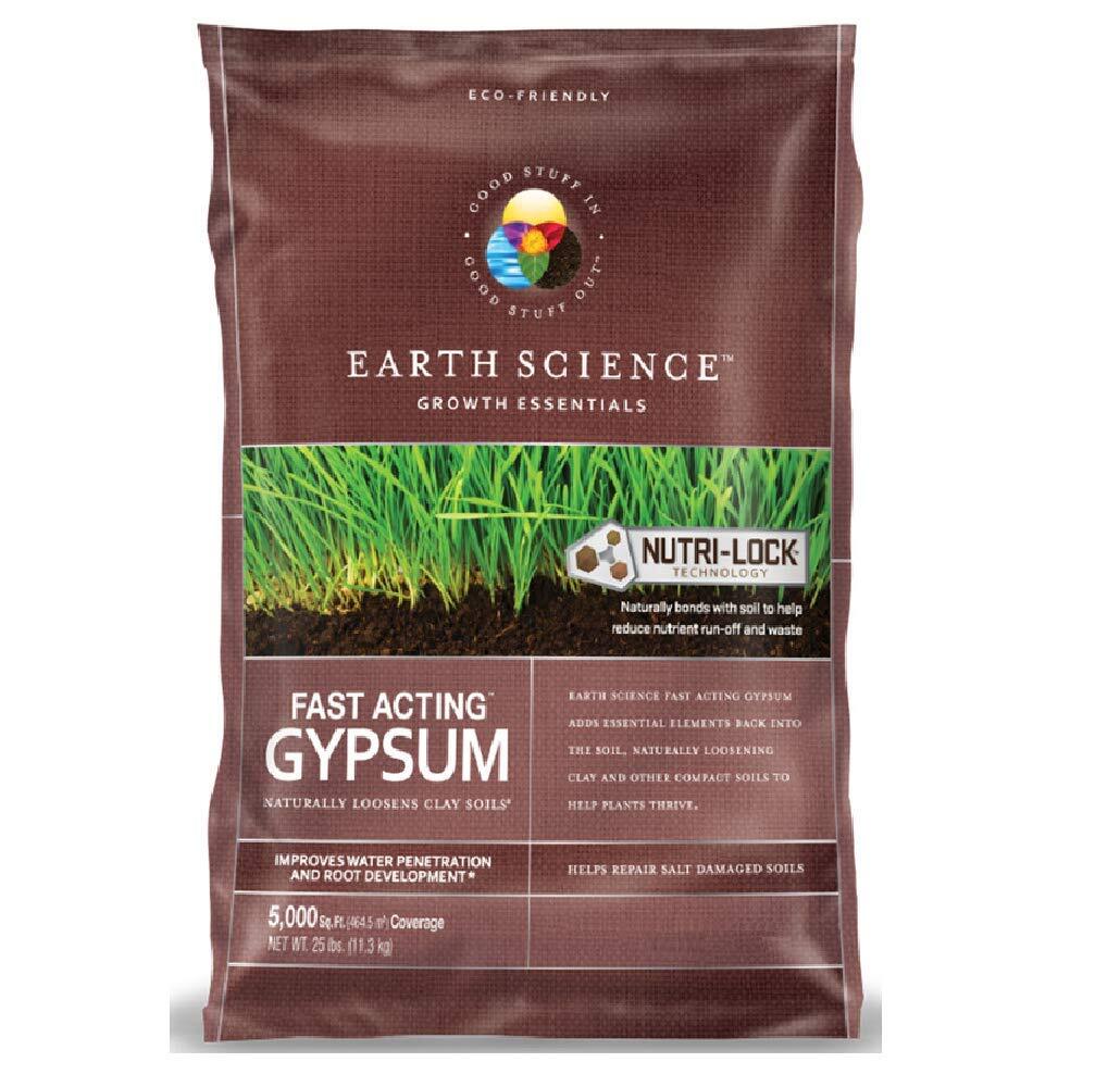 Earth Science Fast Acting Gypsum 25 lb Fertilizer for Healthy Lawn Growth