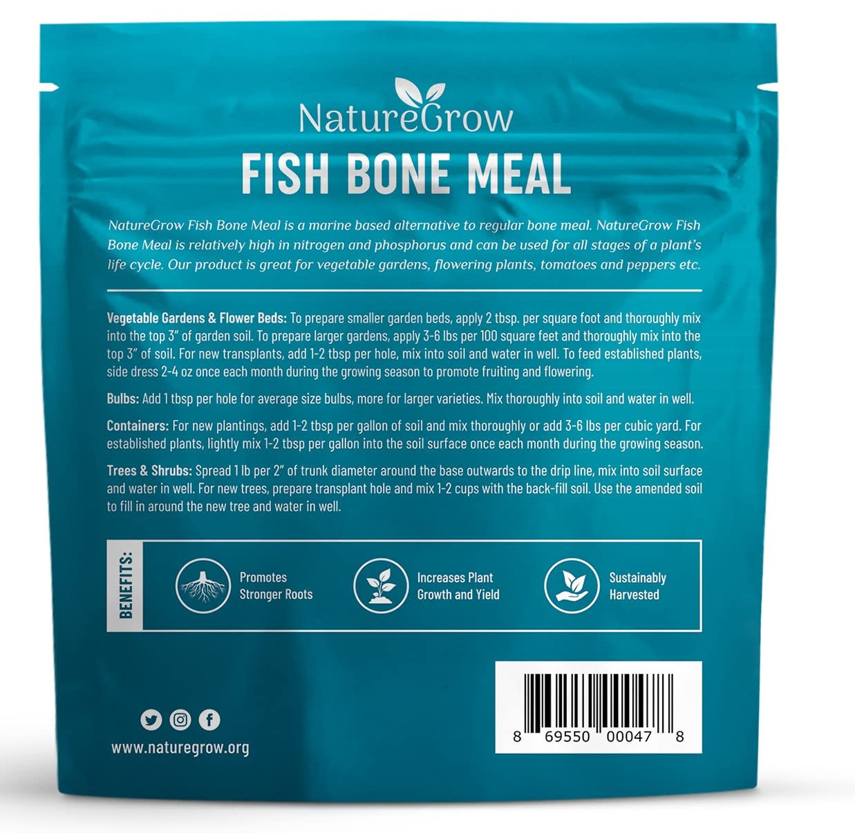 Fish Bone Meal Fertilizer-6-14-0 Natural Plant Food Source of Nitrogen and Phosp