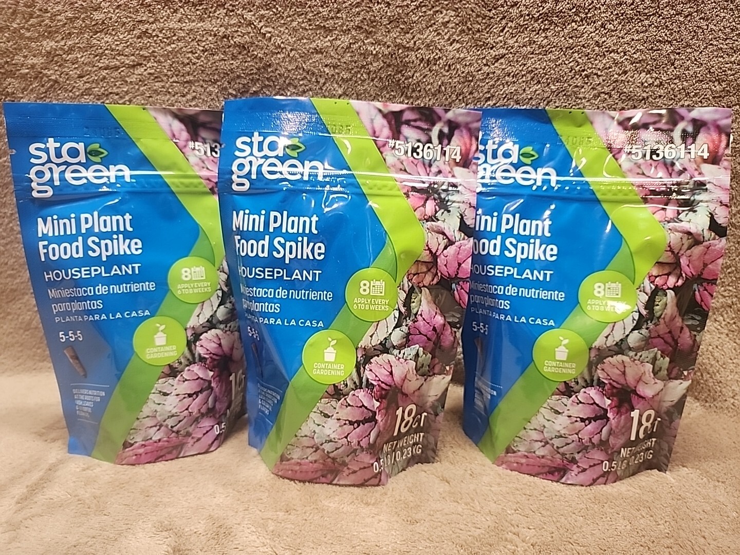 Lot of 3: STA-GREEN Mini Plant Food Spike Houseplant – 18 Spikes Per Pack