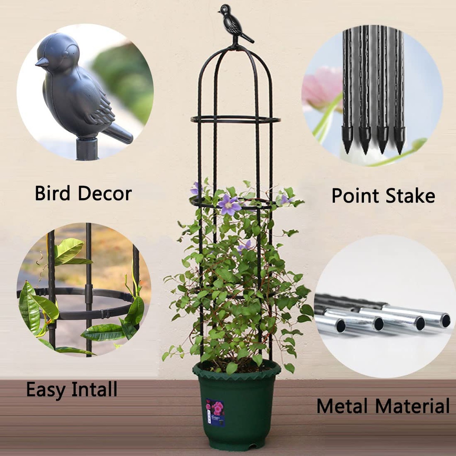 Garden Trellis for Climbing Plants Outdoor, Metal Plant Trellis with PE Coate…