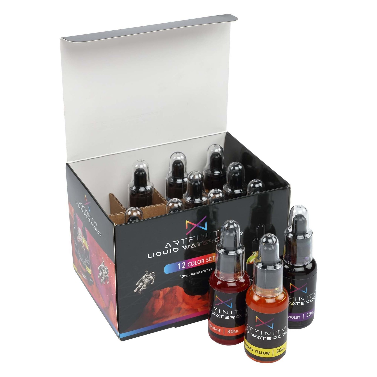 Artfinity Liquid Watercolor Paint 30 ml Bottles, Set of 12 Colors – Vibrant D…