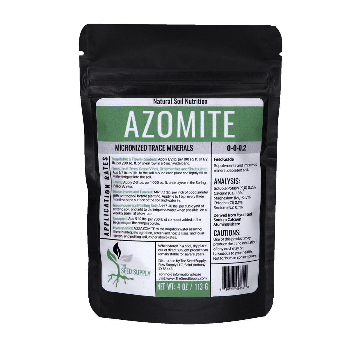 4 Ounce AZOMITE Fertilizer Powder – Volcanic Rock Dust – 67 Trace Minerals