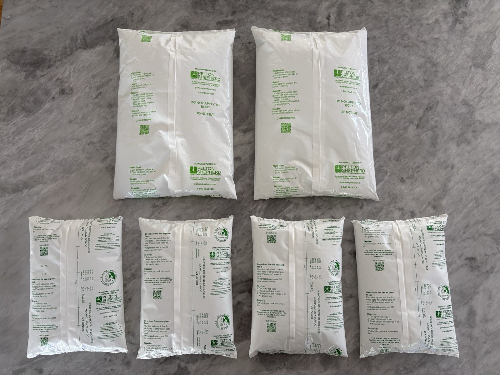 NUTRI ICE Plant Food/Fertilizer Gel Pack Ice Pack, Mixed LOT of 6