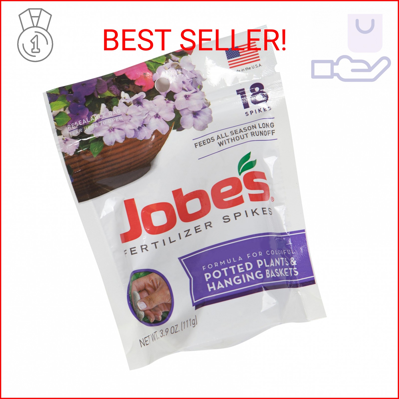 Jobe’s Flower Fertilizer Spikes, Easy Plant Care Fertilizer for Potted Plants an