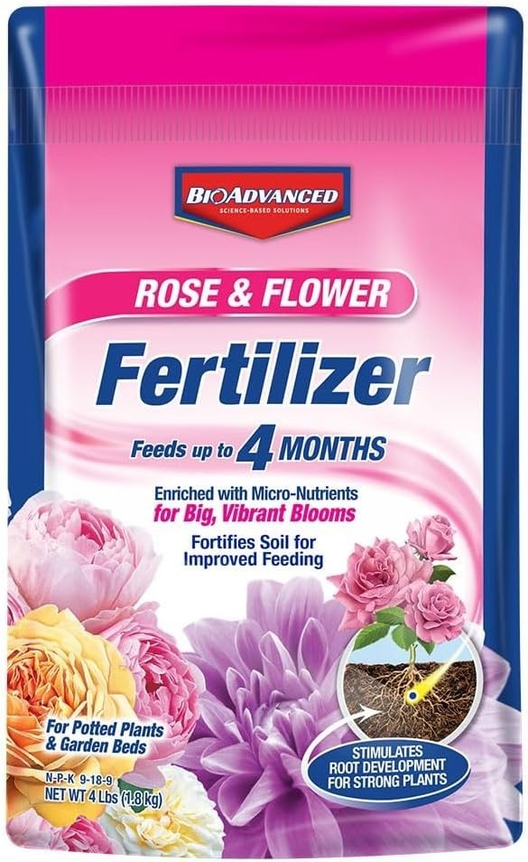 BioAdvanced Rose & Flower Fertilizer Granules 9-18-9 , 4 lb Brand New Ships Fast