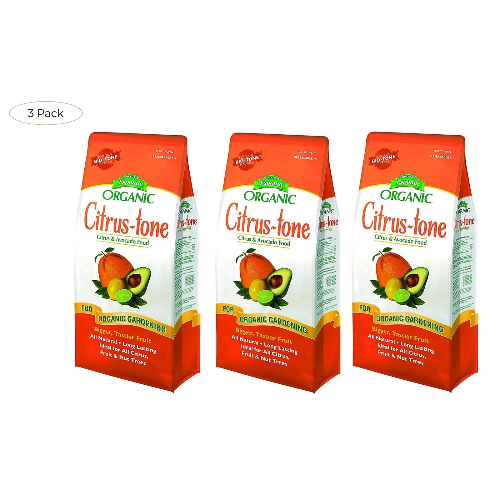 Espoma (#CT4) Organic Citrus-tone 5-6-2 Citrus & Avacado Food, 4# (3 Pack)