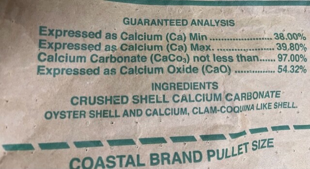 Calcium & Poultry Oyster Shells to harden egg shells chicken duck quail gardens