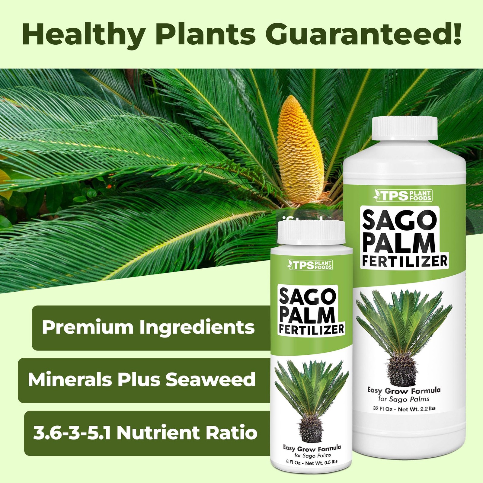 Sago Palm Fertilizer – Liquid Plant Food for Rich Green 8 oz (1/2 Pint)