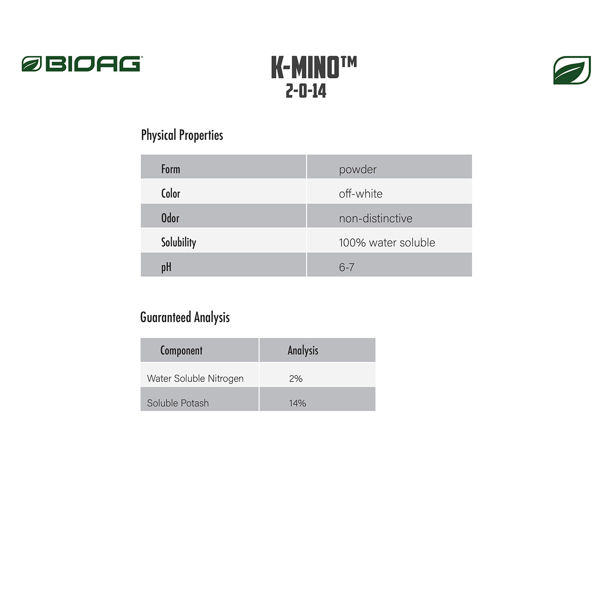 K-Mino Water Soluble Fertilizer 300g Pouch by BioAg