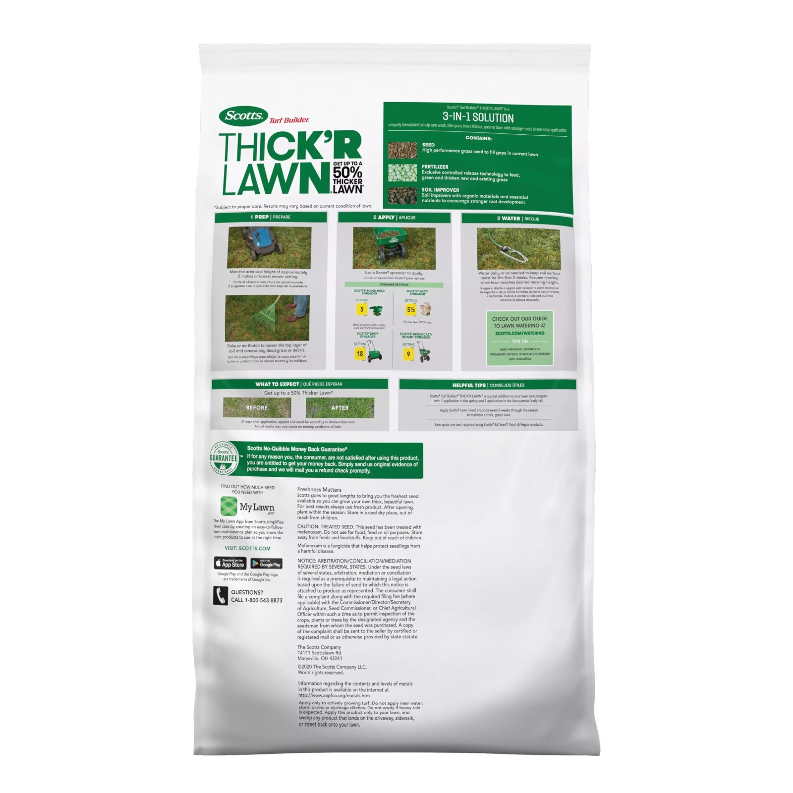 Thick’R Lawn Grass Seed & Fertilizer 40 lbs – Sun & Shade, Covers 4,000 sq ft