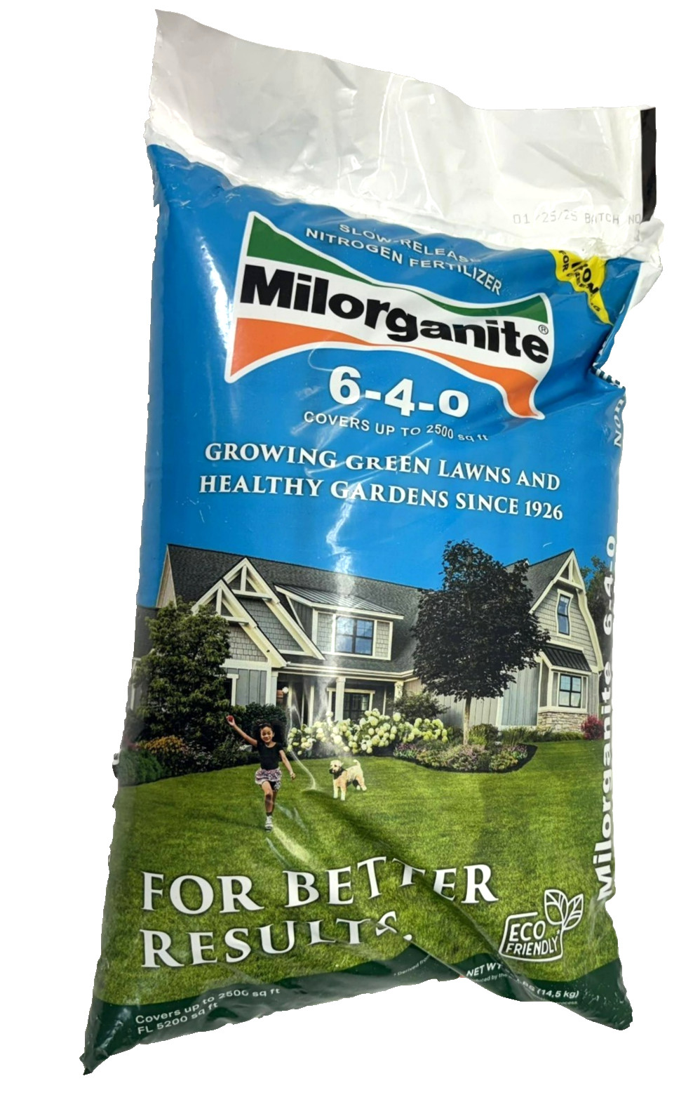 Milorganite 6-4-0 Slow-Release Lawn Garden Fertilizer 32lb USA Covers 2500 Sq Ft