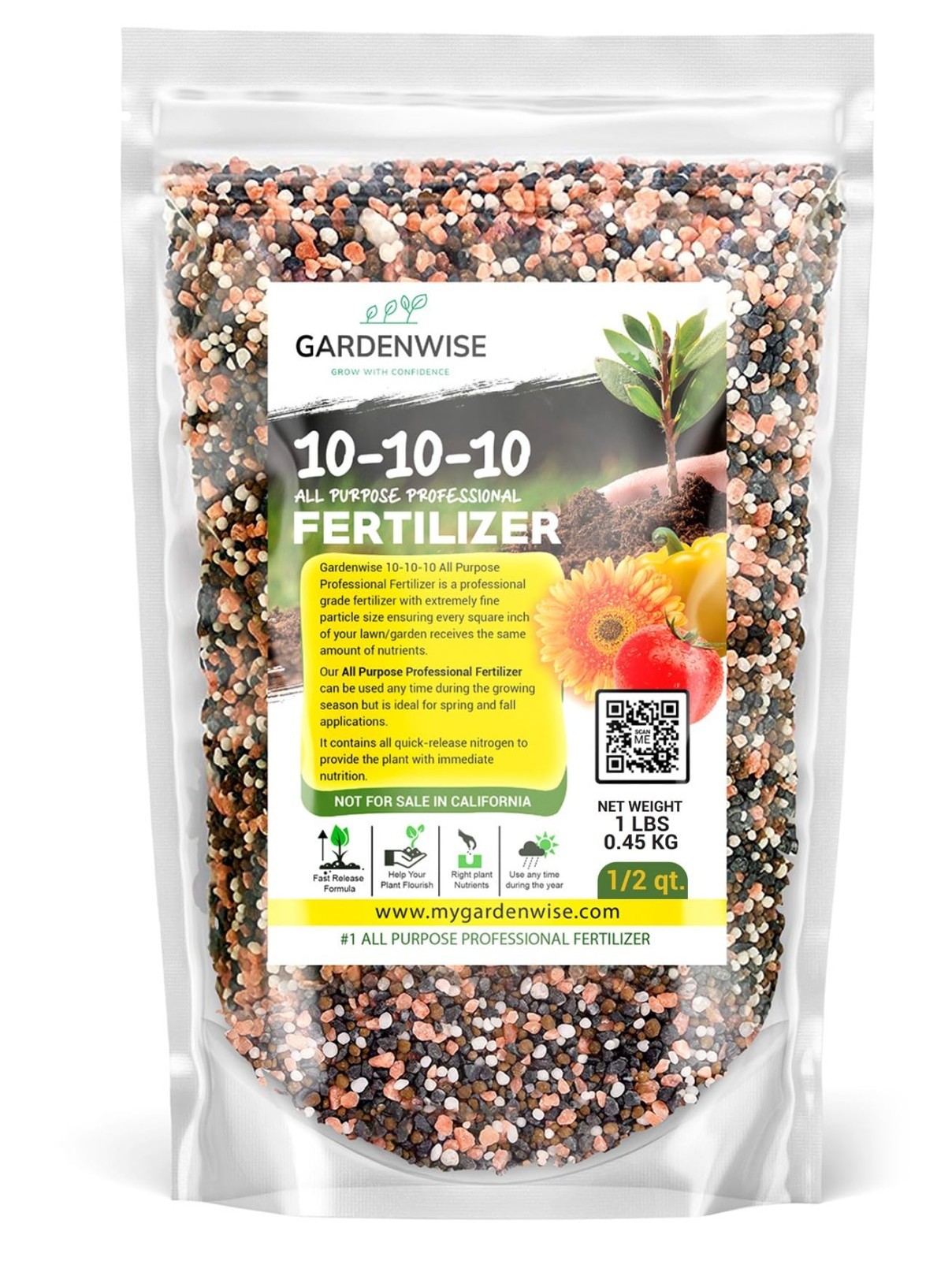 All-Purpose Slow Release 10-10-10 Granular Plant Fertilizer for Vegetables, Flow