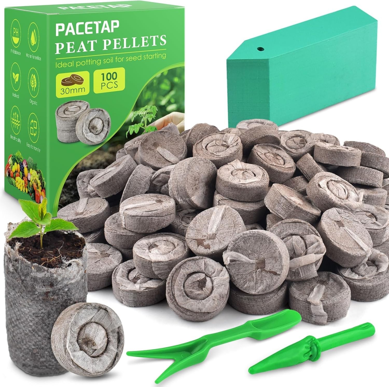 100 Pcs 30Mm Peat Pellets Seed Starter Soil Pods Plugs for Vegetable Seedling