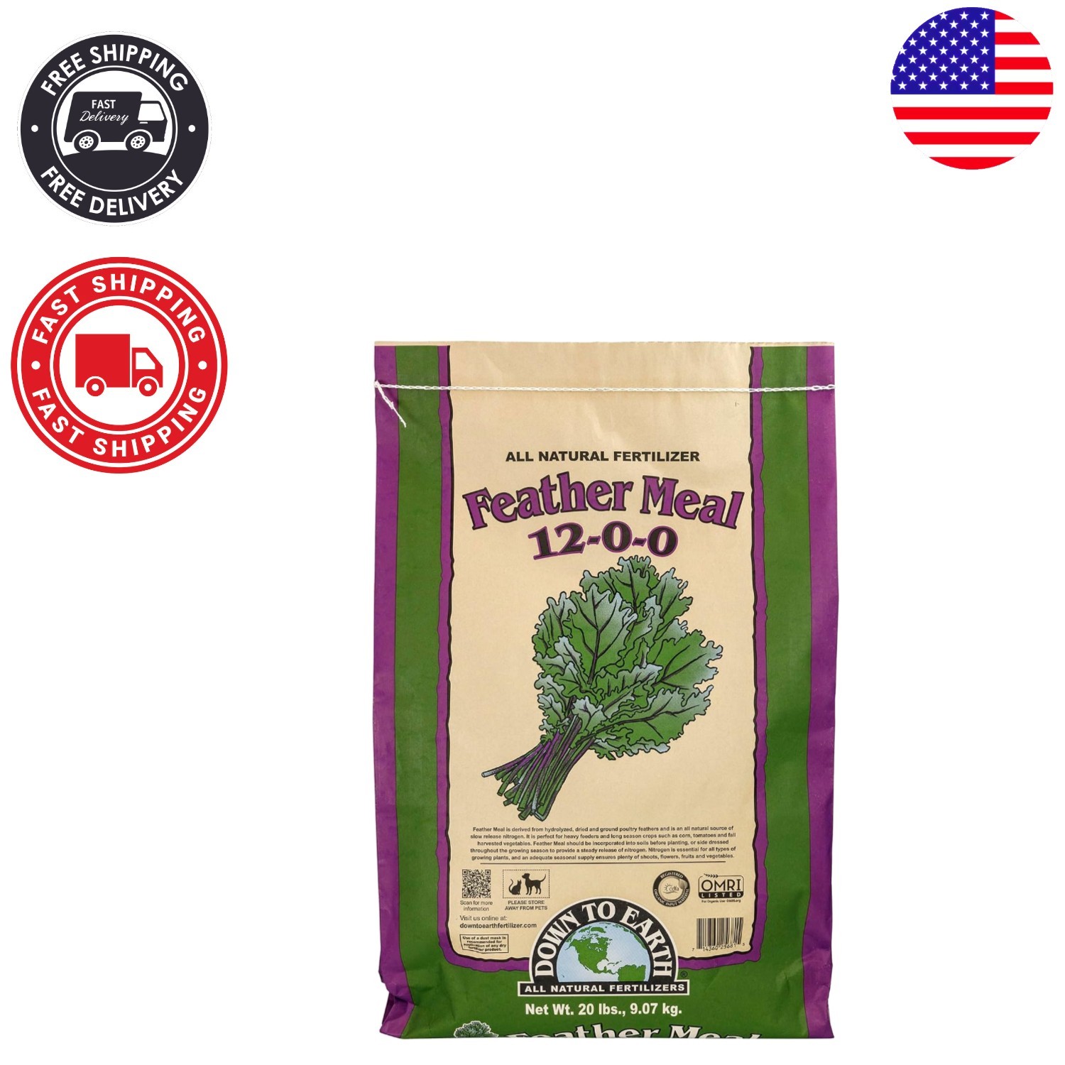 Organic 20 lb Feather Meal – Proven 12-0-0 Nitrogen Source for Lush Gardens