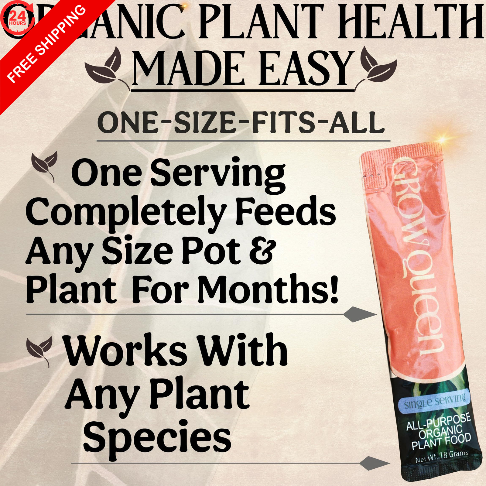 Grow Queen All-in-One Complete Organic Plant 7 Pack Single Servings (0.28 lb)