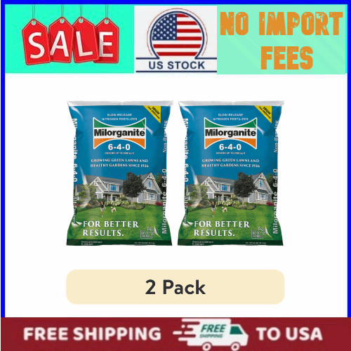 (2 pack) Milorganite Long Lasting All Purpose Lawn Food, 6-4-0 Fertilizer, 32 lb