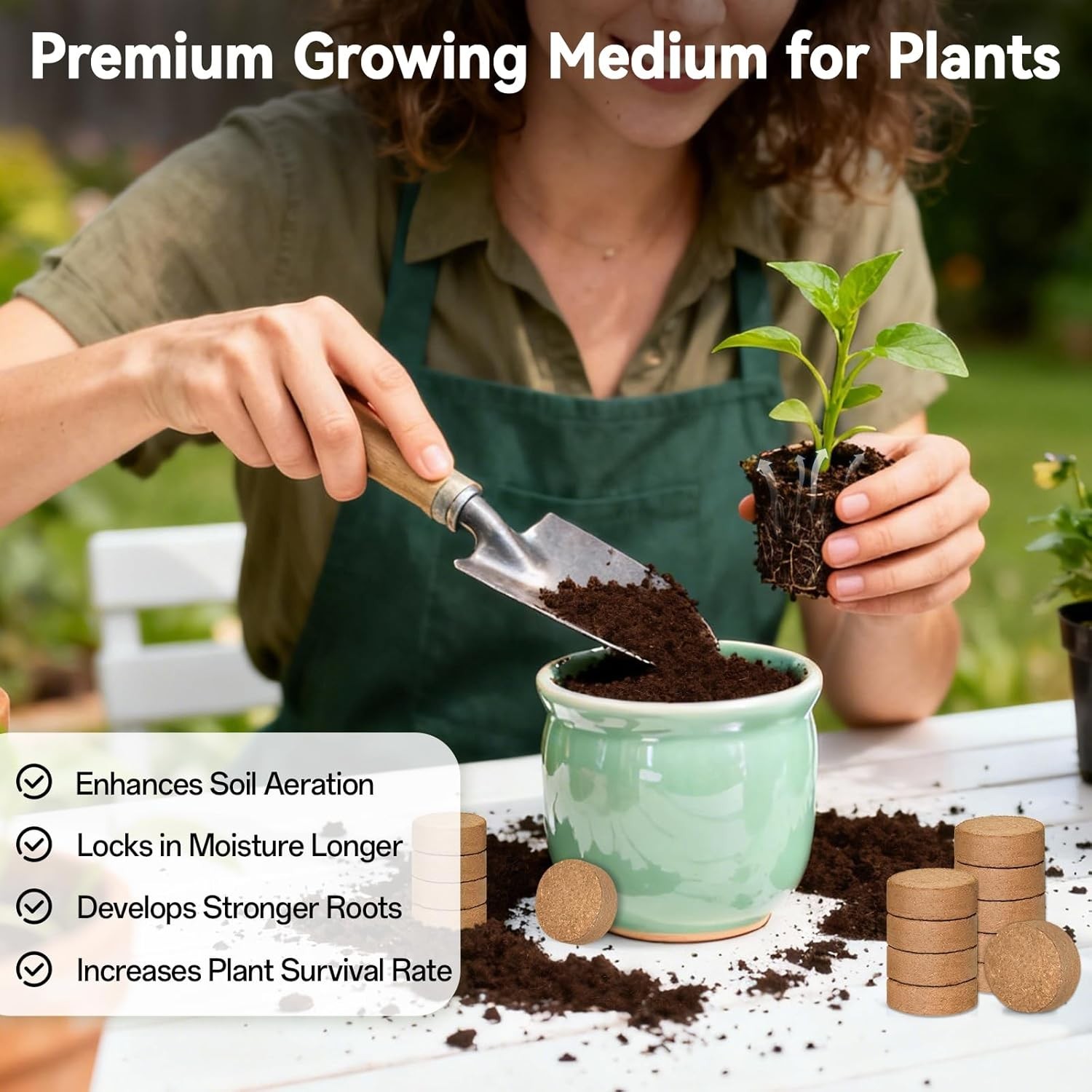 Eco-Friendly 100 Pack Organic Coco Coir Seed Pellets for Indoor & Outdoor Plants