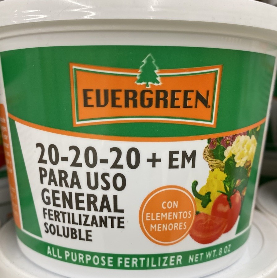 Evergreen All Purpose Plant Fruit Tree Fertilizer 20-20-20 Fertilizante 8oz