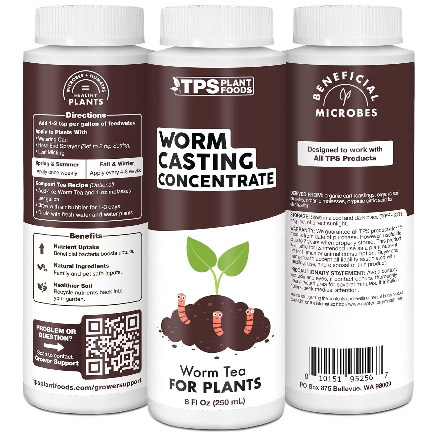 Worm Casting Tea Liquid Microbial Supplement 32oz Living Soil Amendments