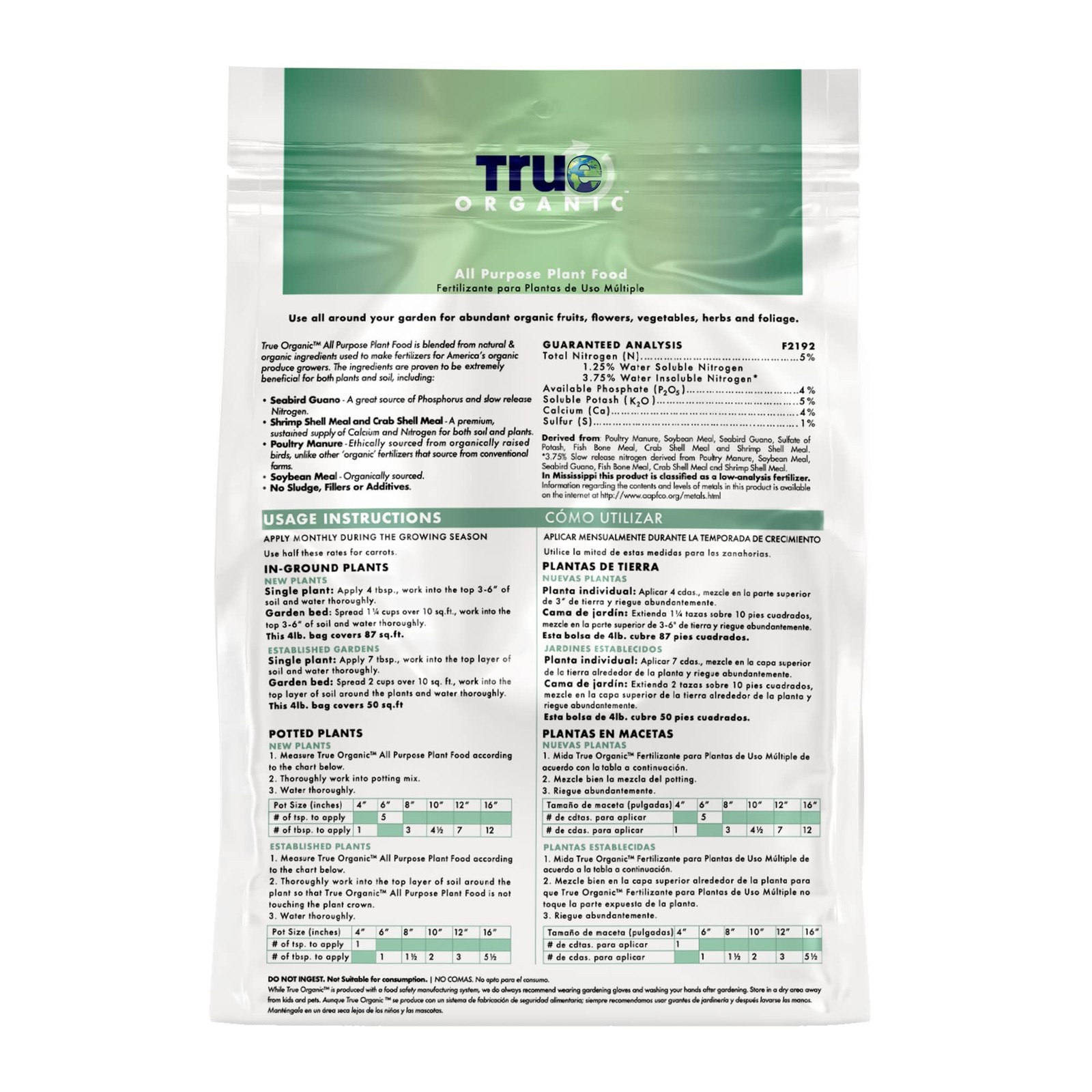 True Organic All Purpose Plant Food – 4 Pound Bag,
