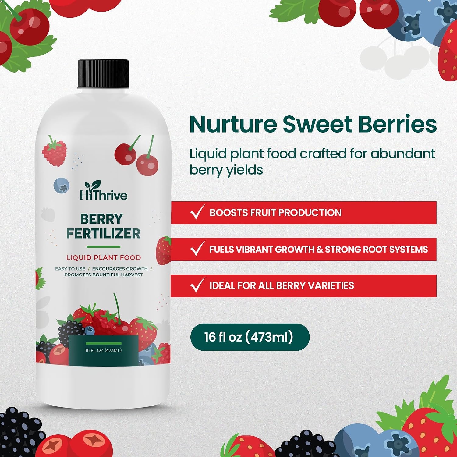 16oz Berry Fertilizer – Makes 16 Gallons of Fruit Tree Fertilizer for Elderberry