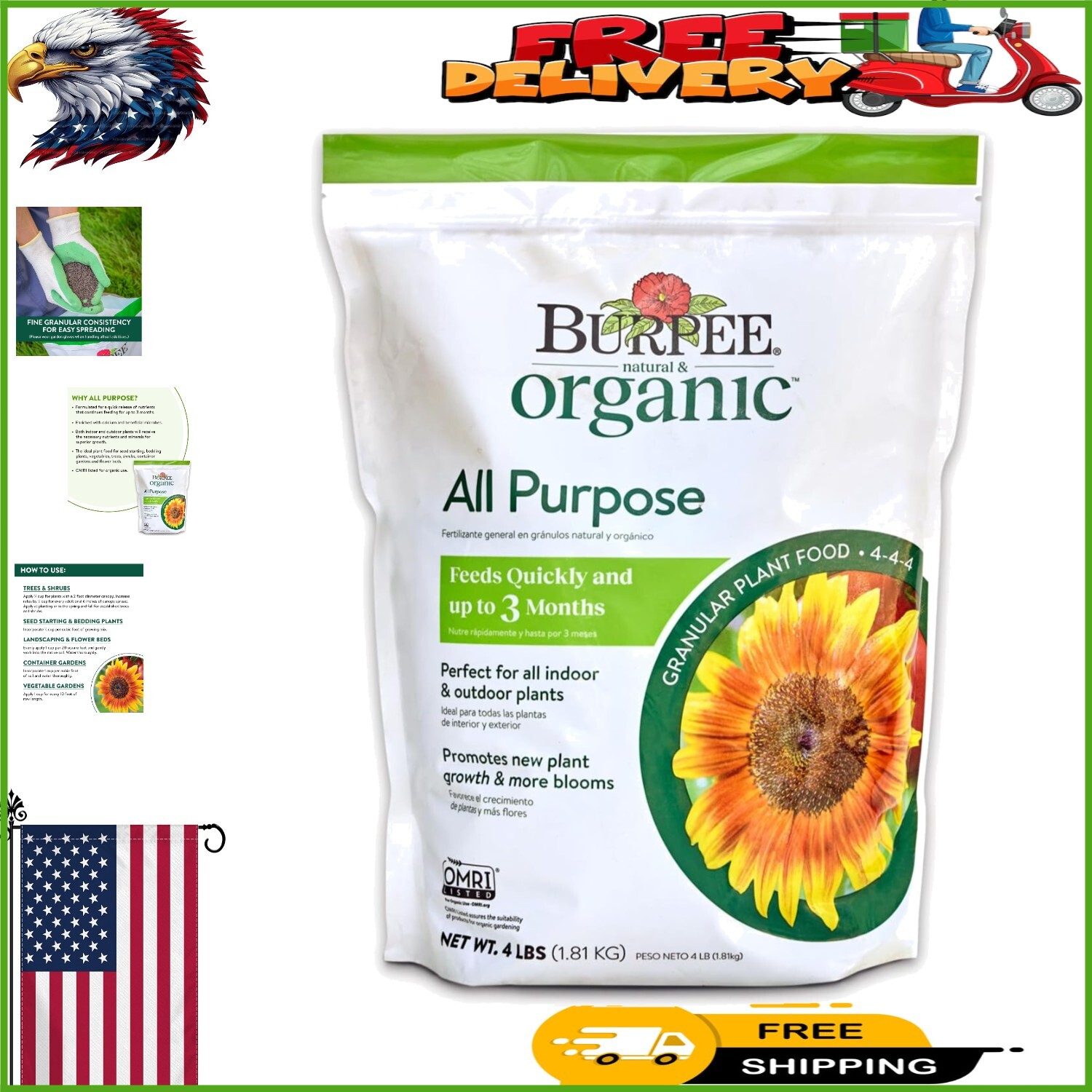 All-Purpose Organic Plant Food Granules – 4 lb for Vegetables and Flowers