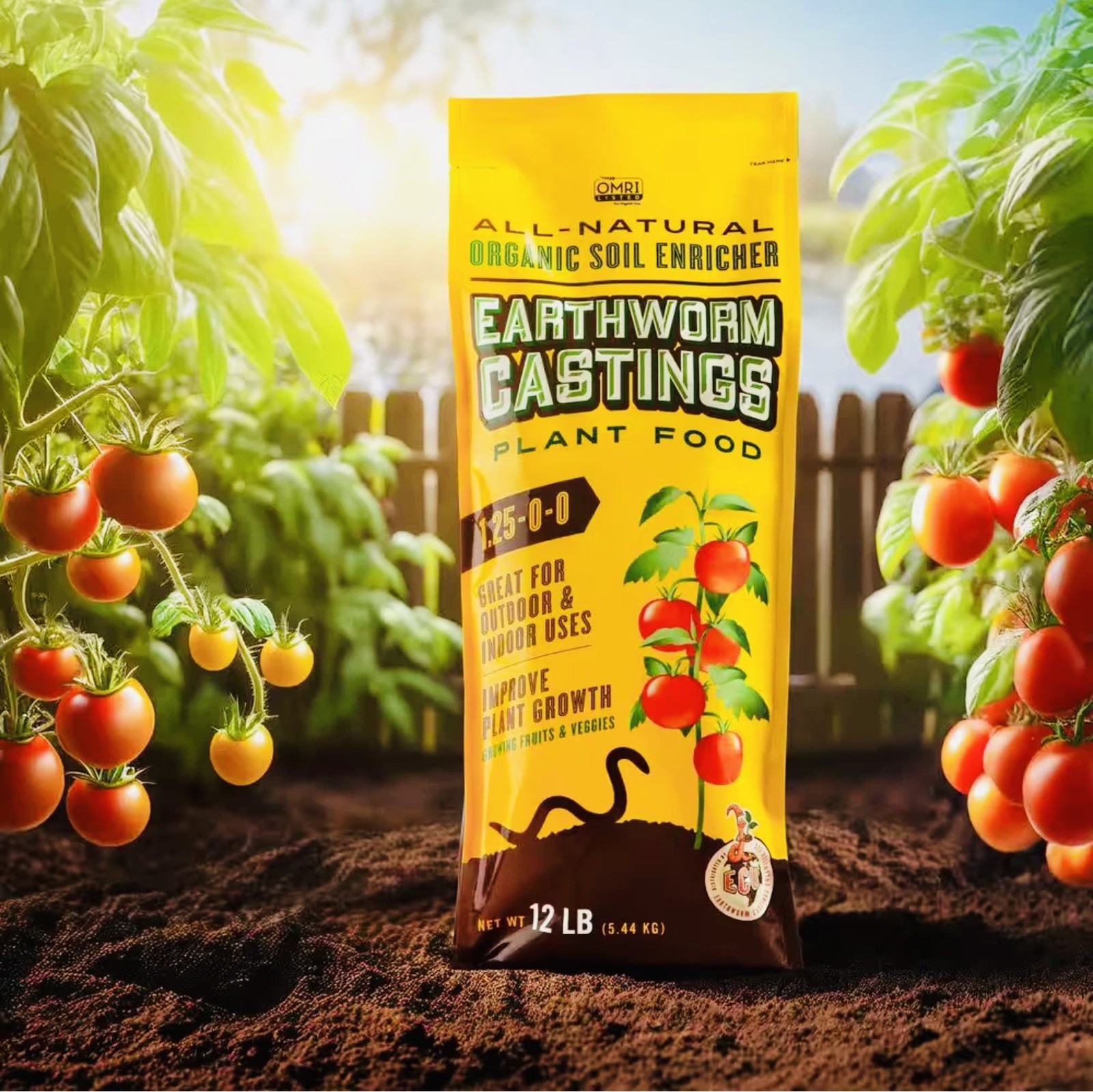 12 Lbs. Bag Earthworm Castings…ALL Natural Plant Food…Improves plant Growth.