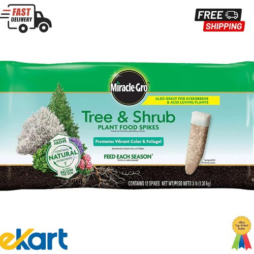 Miracle-Gro Tree Shrub Plant Food Spikes, For Deciduous, Flowering,Tree 12 Spike