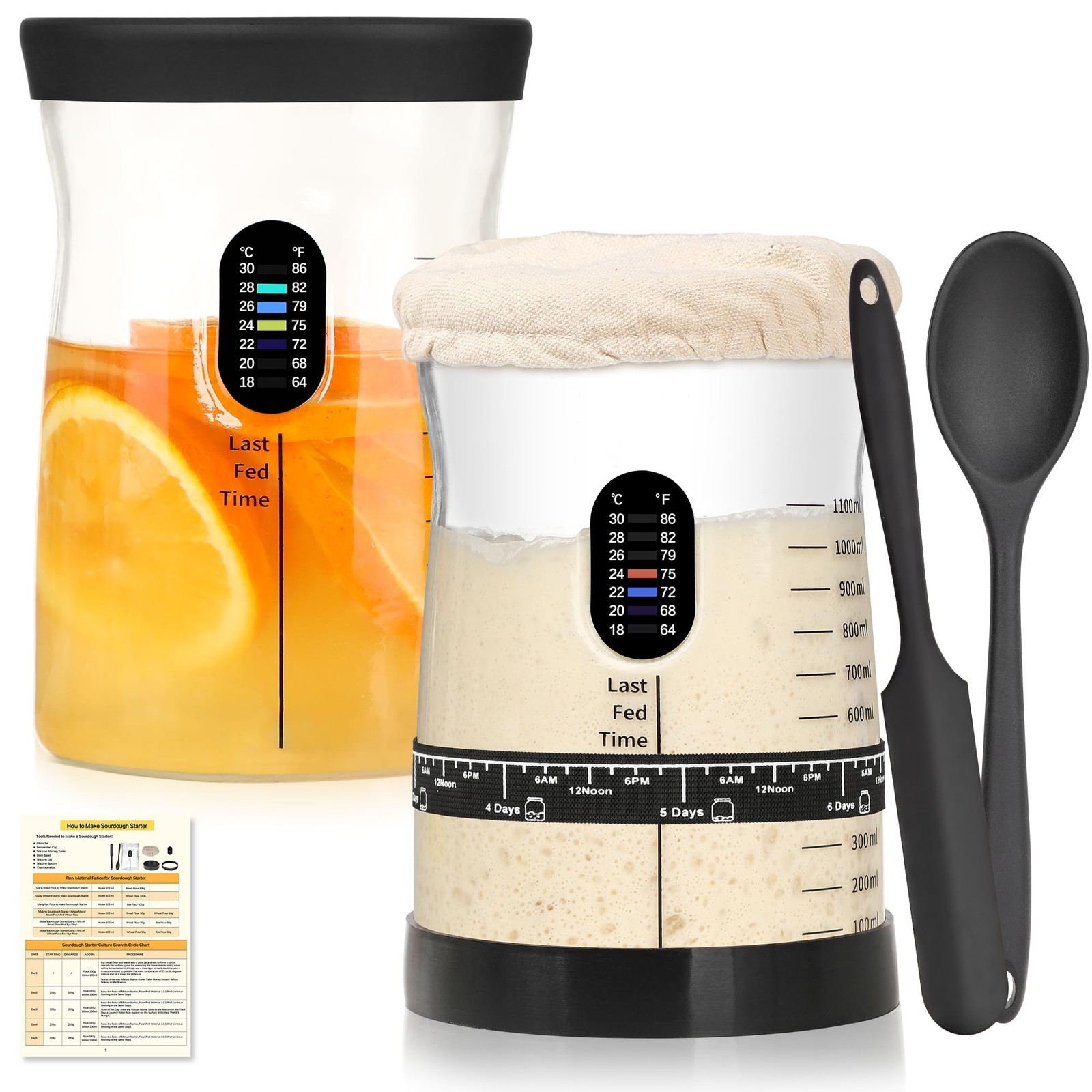 Coco Bird Pro Sourdough Starter Kit- 50oz Large Capacity Sourdough Starter Ja…