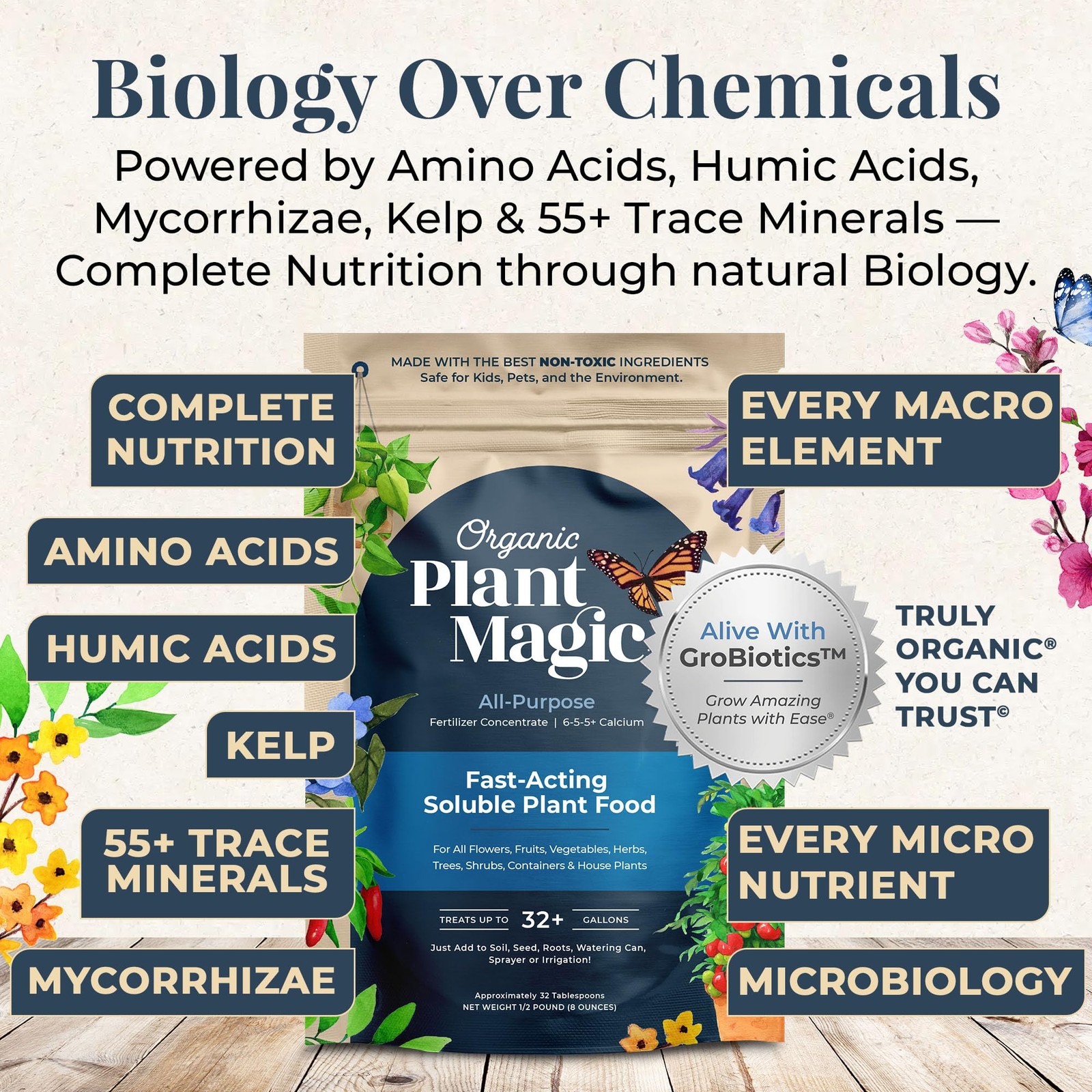 – All-Purpose Organic Fertilizer & Plant Food Concentrate – Water Soluble Fee…
