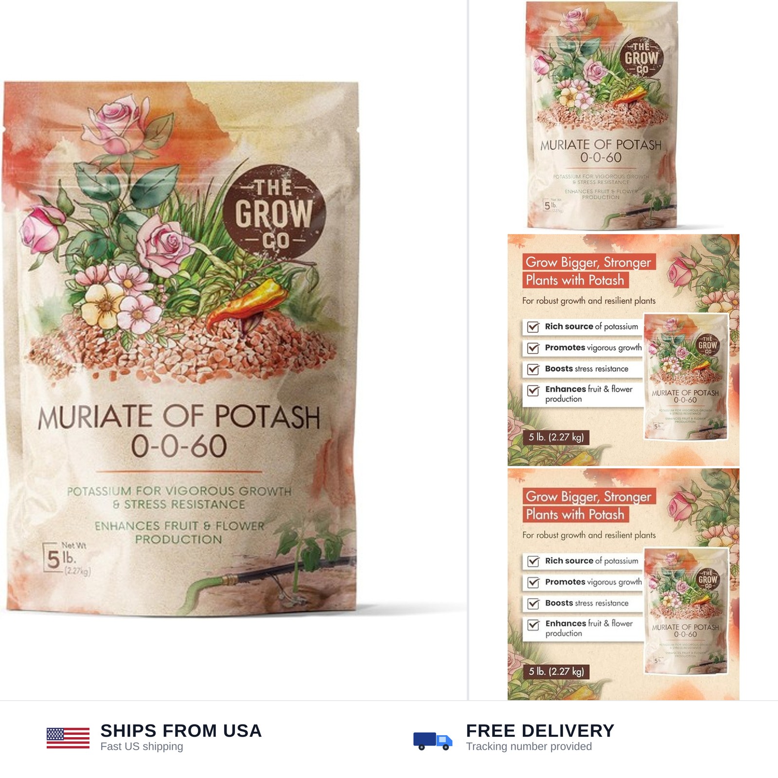 Muriate of Potash 0-0-60 Fertilizer, High Potassium Fertilizer for Plants, Id…