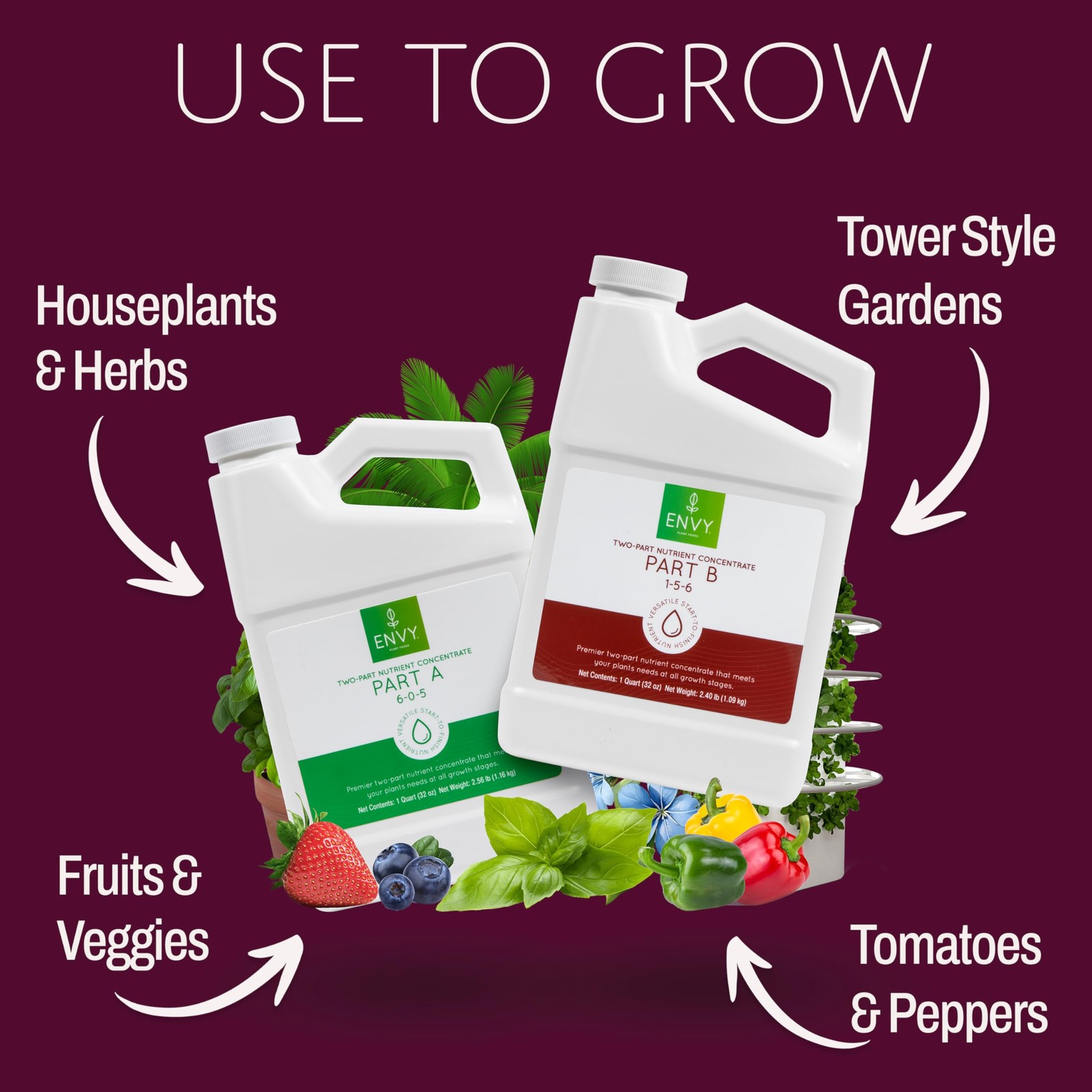 Hydroponic Plant Food A & B – Two-Part Liquid Nutrient for Indoor/Outdoor Pla…