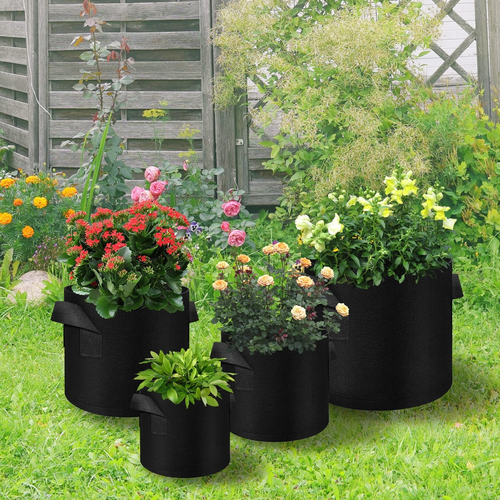 LITLANDSTAR 100-Pack 10 Gallon Grow Bags, Heavy Duty Thickened Nonwoven Aerat…
