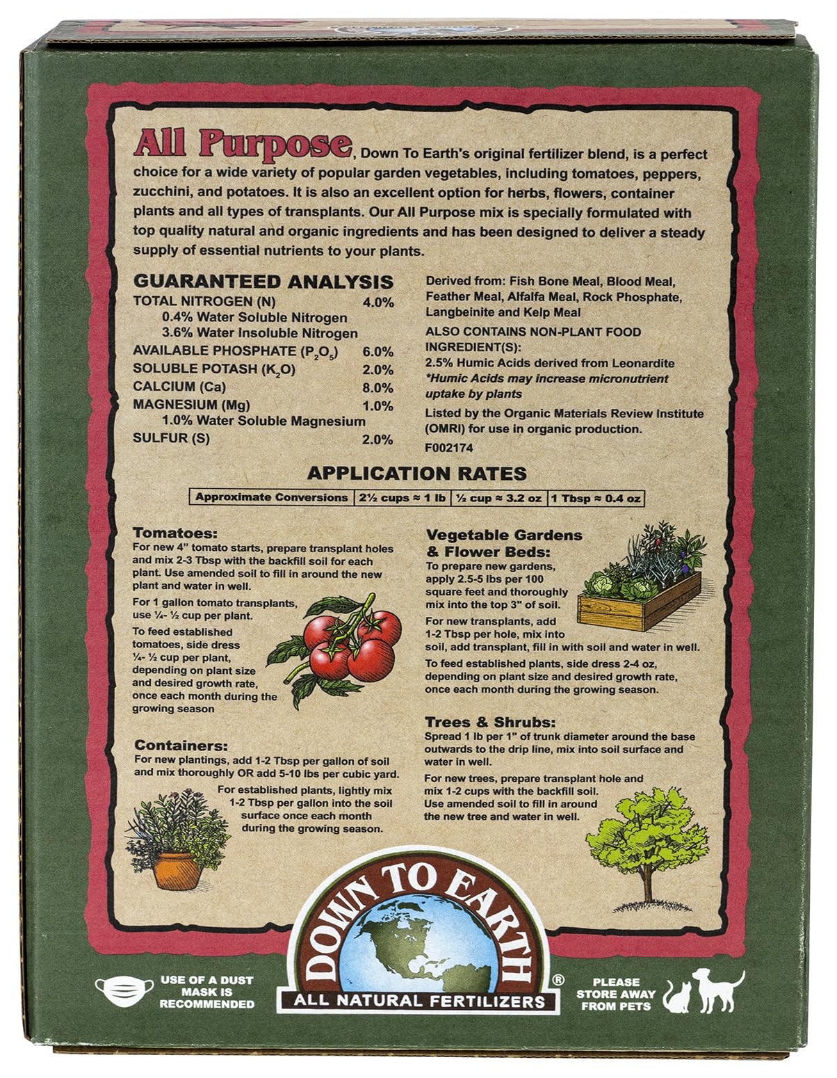 Organic All Purpose Fertilizer Plant Food 5lb 462 Tomatoes Vegetables Herbs