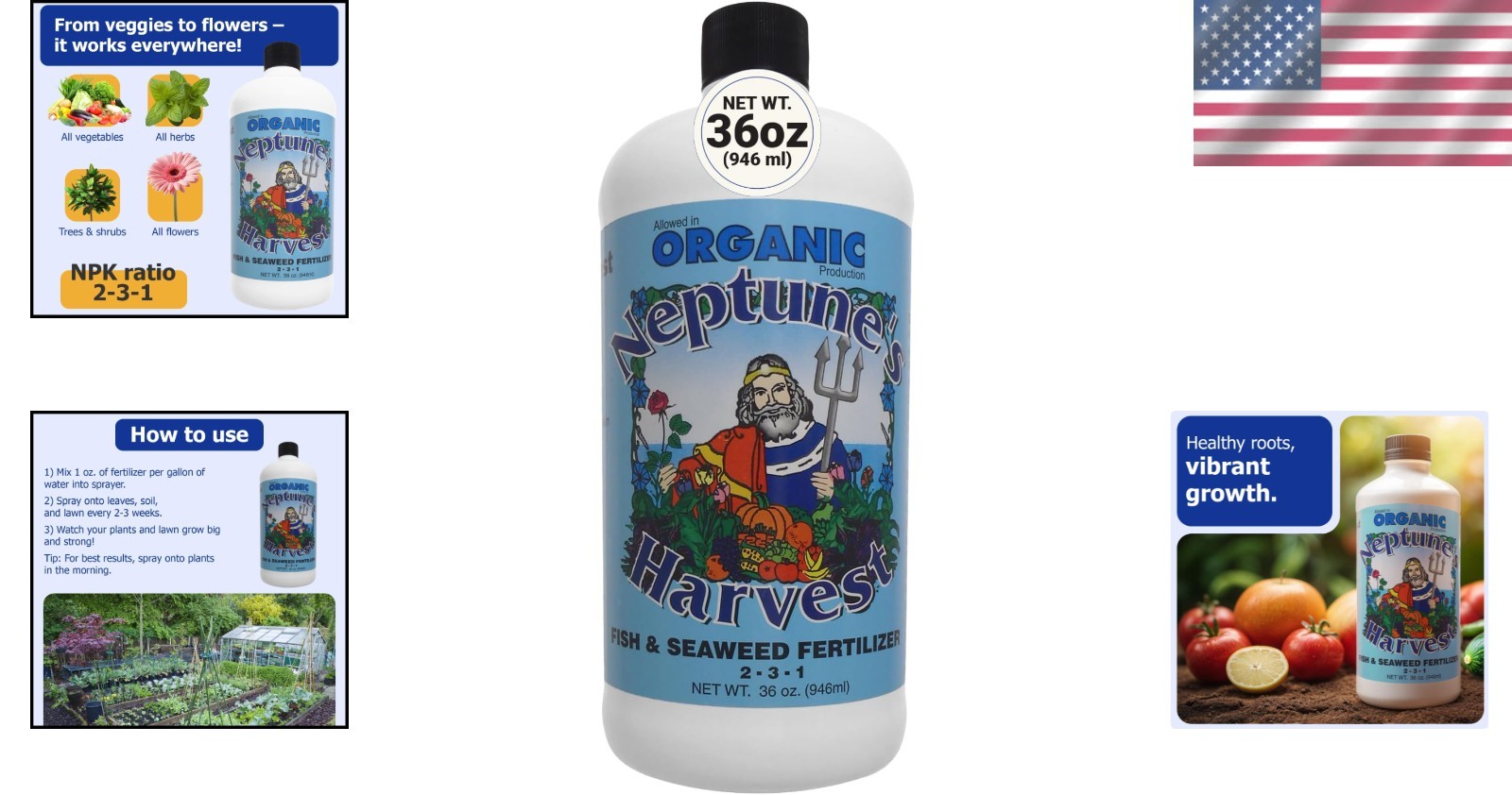 Neptune’s Harvest Fish Seaweed Fertilizer – 36oz Bottle
