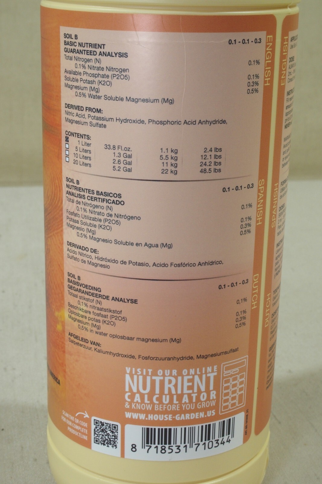House & Garden Soil B Liquid Nutrient – 1 Liter