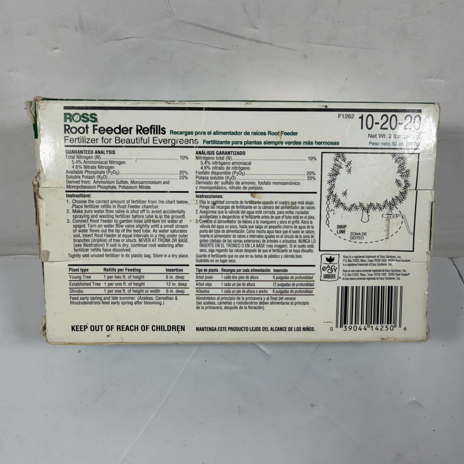 Ross Root Feeder Refills 10-20-20 Box 54 Units Evergreens 2 lb Acid Loving READ