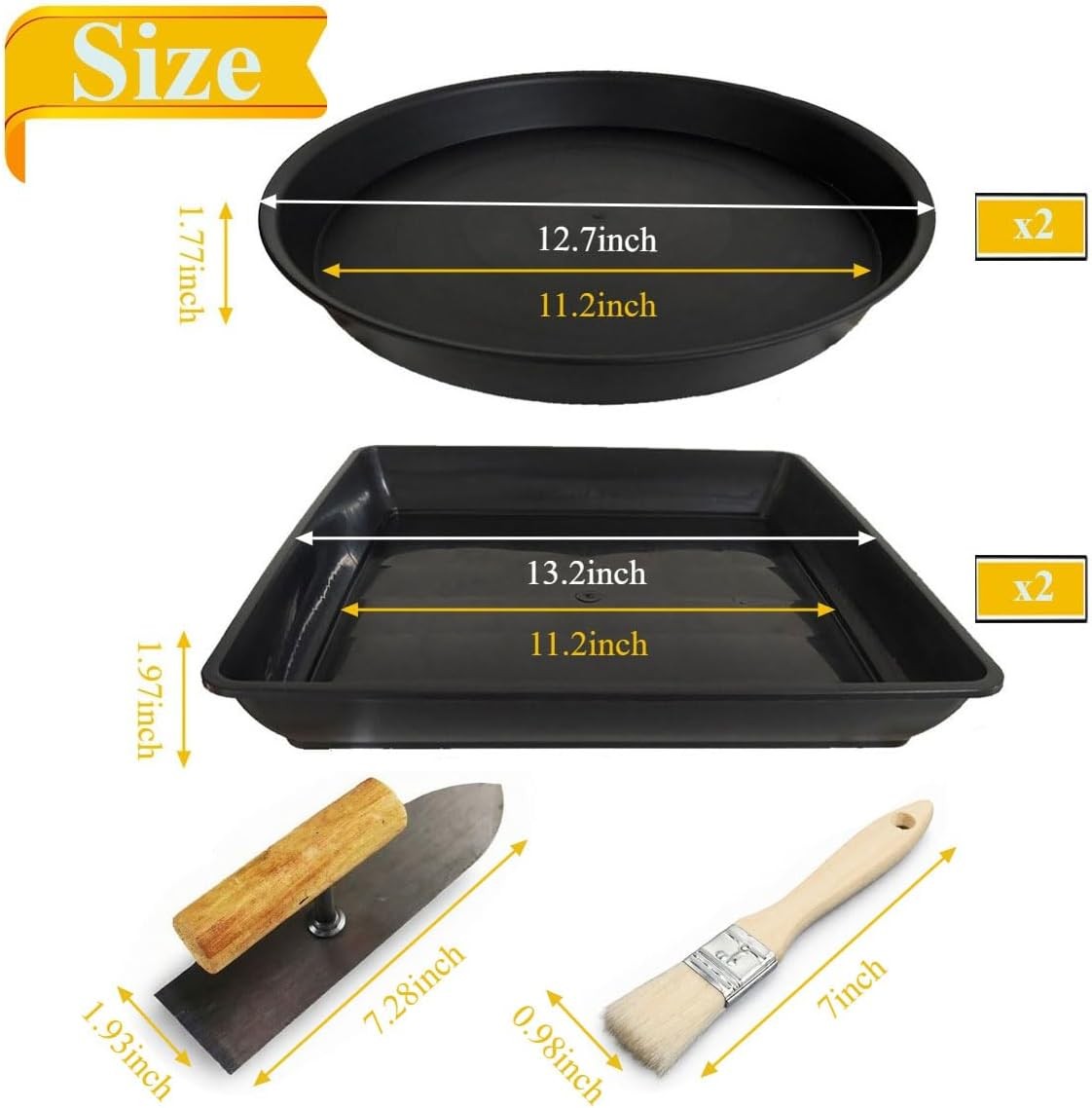 Round Stepping Stone Molds, 4 Size Cement Paver Molds for Concrete 12.7” 13.2”