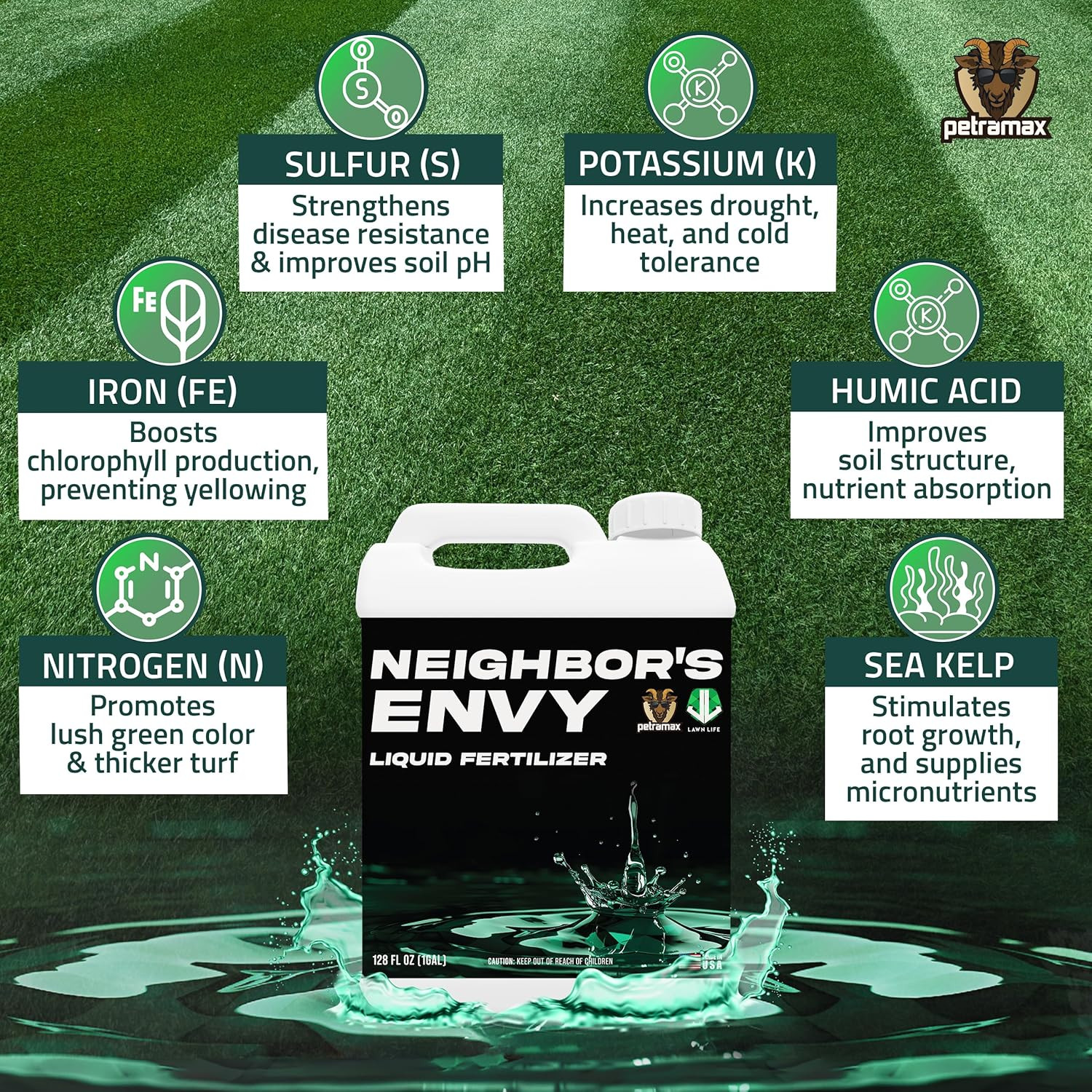 Neighbor’S Envy Grass Fertilizer for Lawn & Garden, 1 Gallon Covers up to 16,000