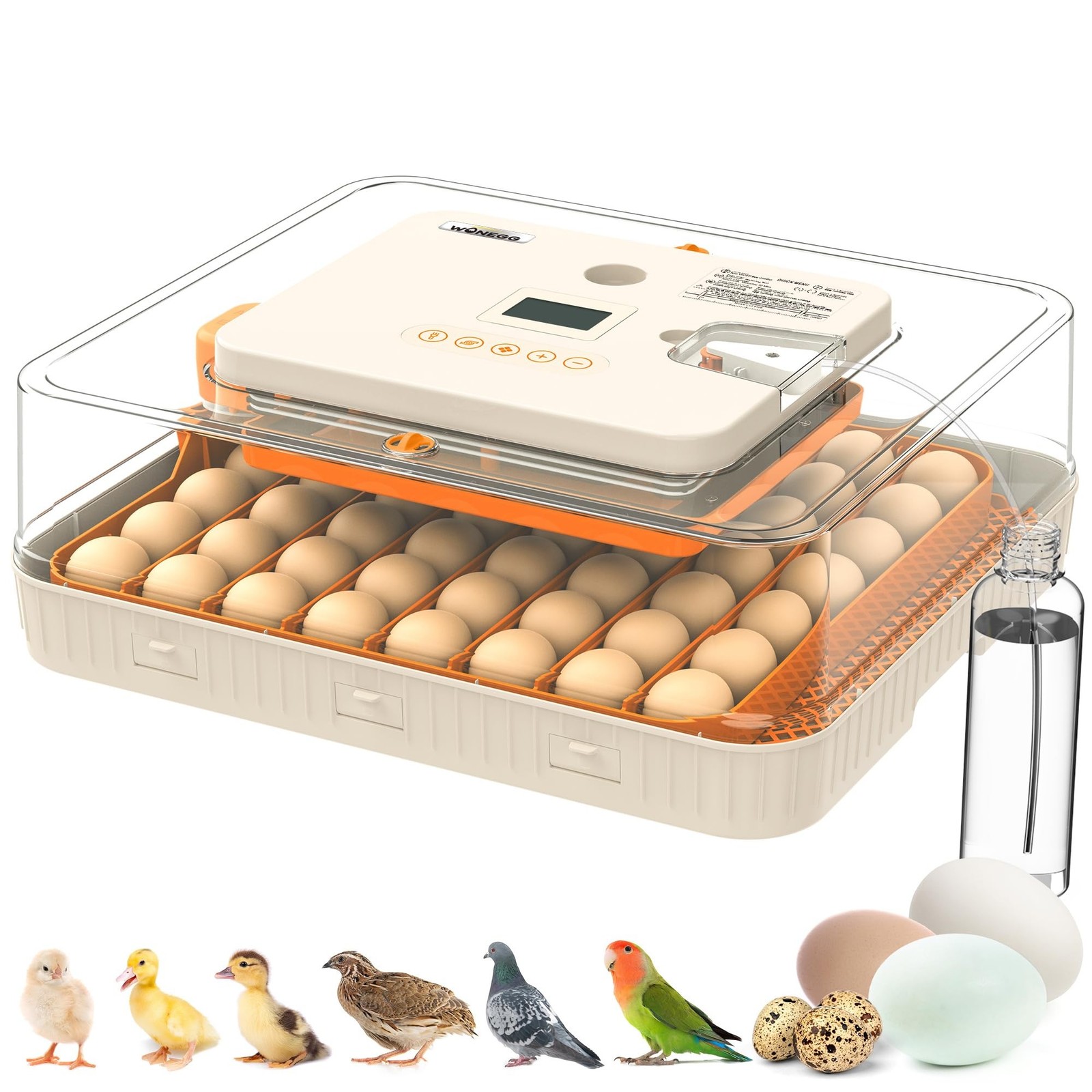 WONEGG 56 Egg Incubator Auto Turner Humidity Temp Control LED Light 360° View