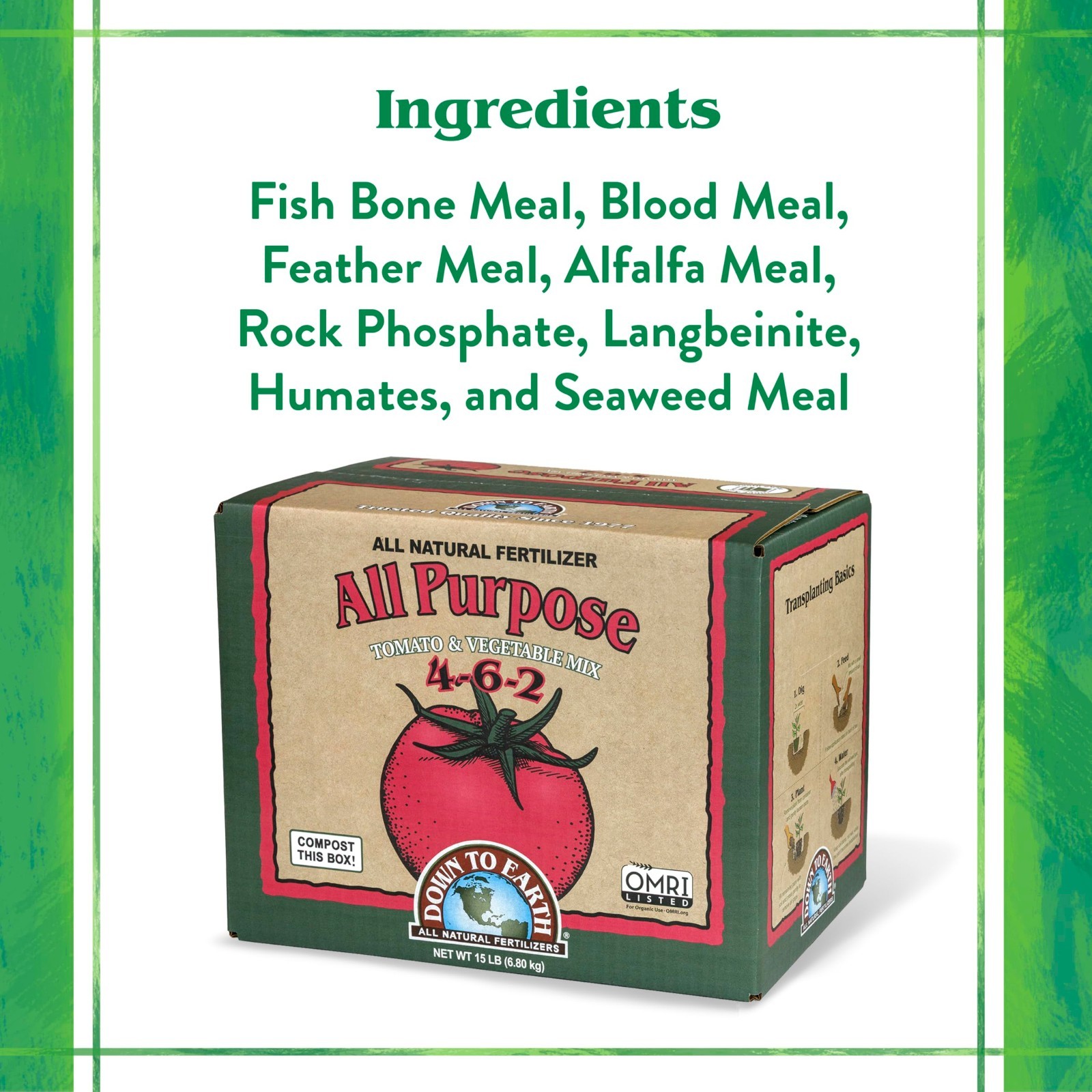 Organic All-Purpose Fertilizer 4-6-2, 15 lb – Natural Plant Food for Vegetables,