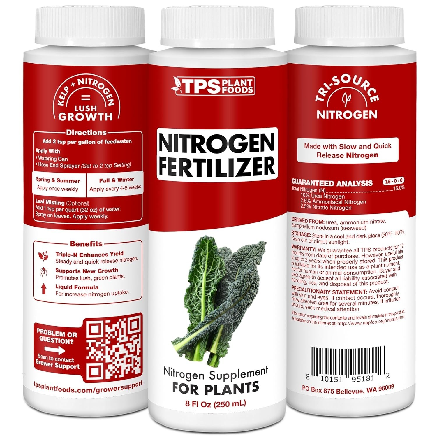 Liquid Nitrogen Fertilizer Compatible with Garden Lawn Vegetables 8oz