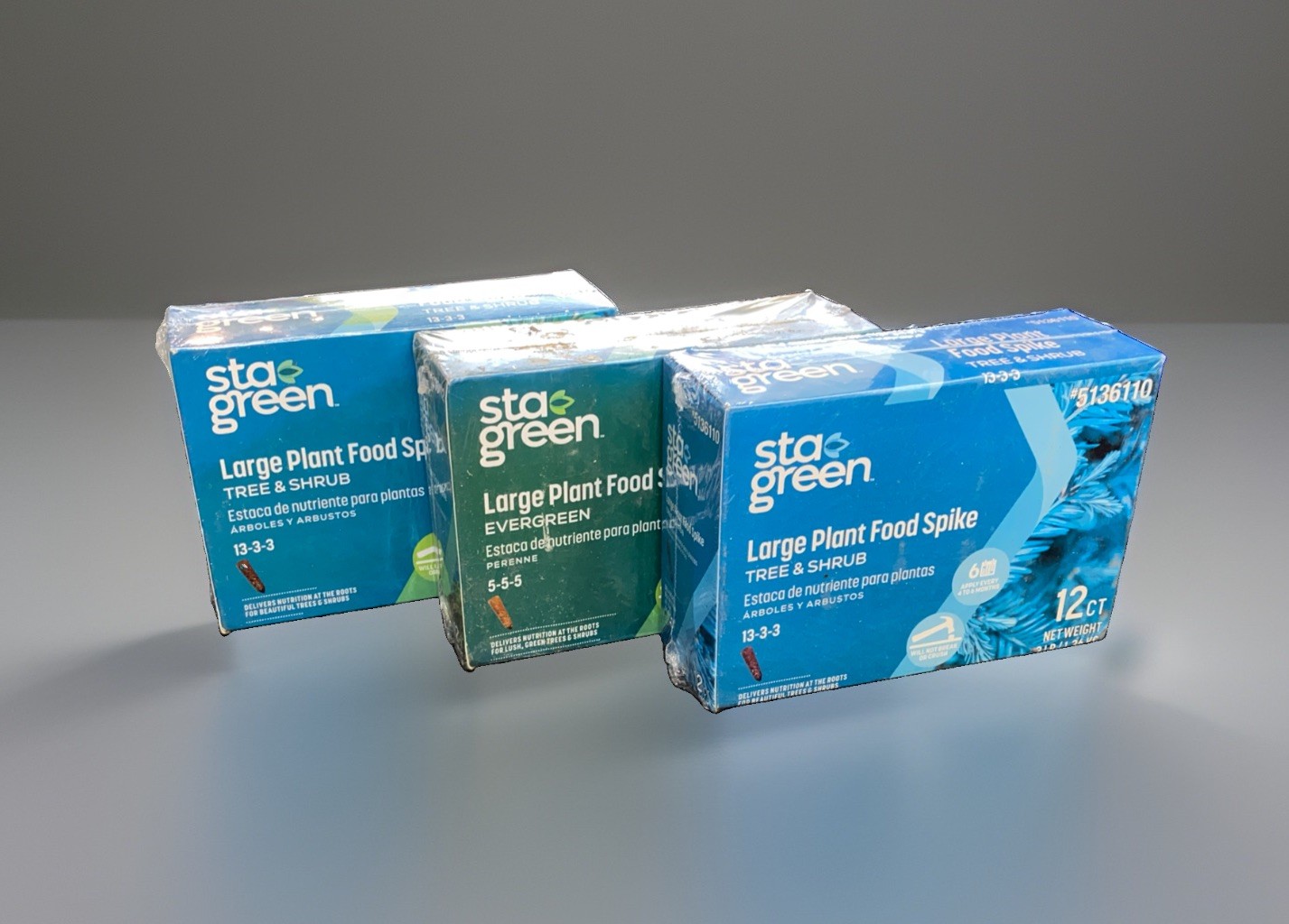Set of 3 Sta Green Large Plant Food Spikes Trees Shrubs Nutrition 36ct 13-3-3