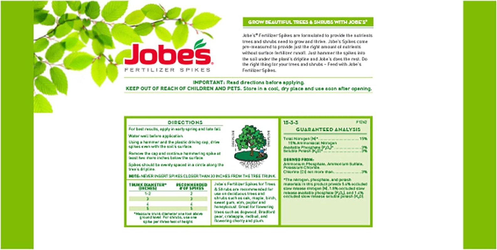 Jobe’S Slow Release Tree and Shrub Fertilizer Spikes, Easy Plant Care for Oak, M
