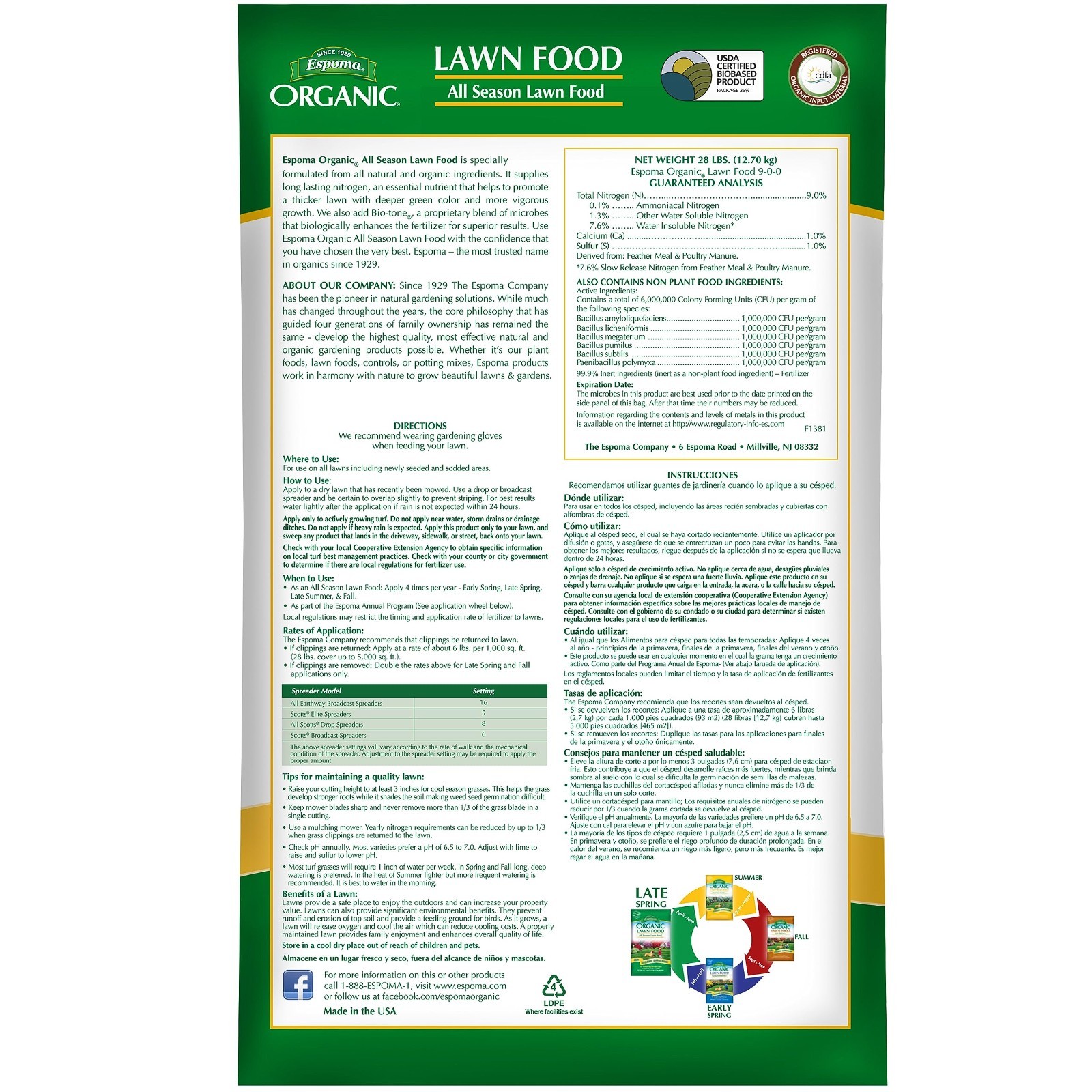 Organic All Season Lawn Food – 28 lb Natural Fertilizer for Healthy Grass