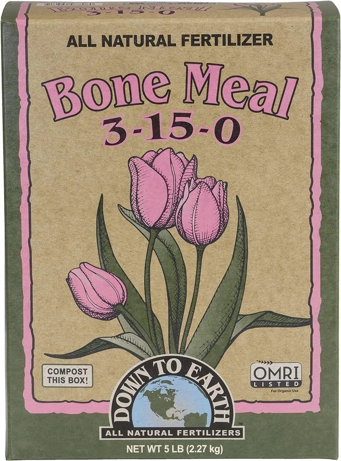Down to Earth Organic Bone Meal Fertilizer 3-15-0, 5 lb – Flower Garden OMRI